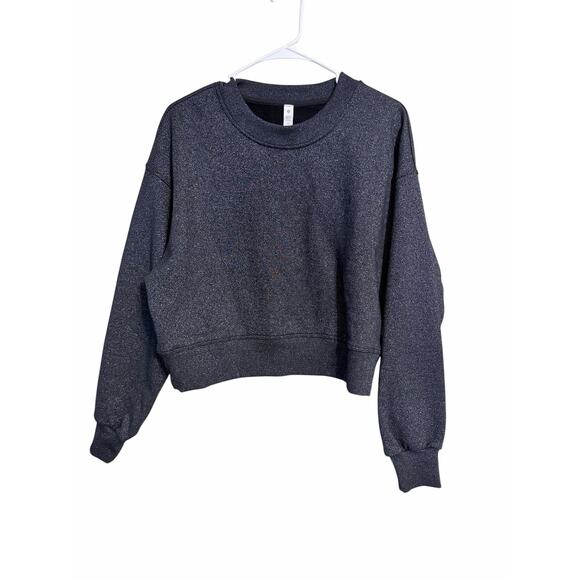 lululemon athletica Tops - Lululemon Perfectly Oversized Cropped Crew Black Sparkle Size 4 NWT